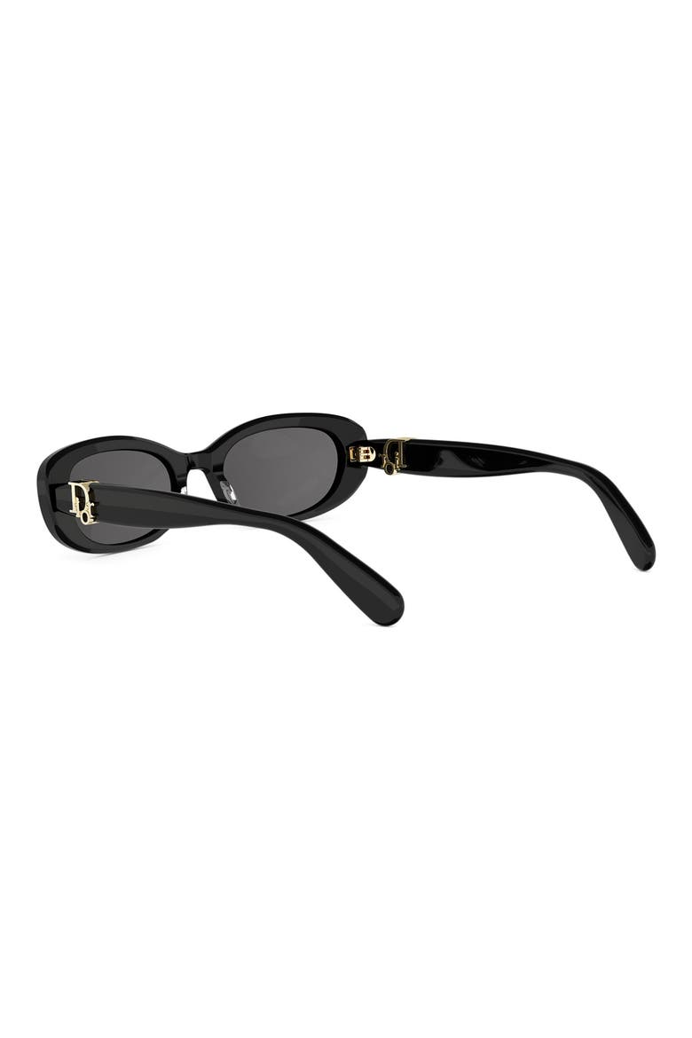 DiorOblique B1I 52mm Oval Sunglasses, Alternate, color, SHINY BLACK / SMOKE