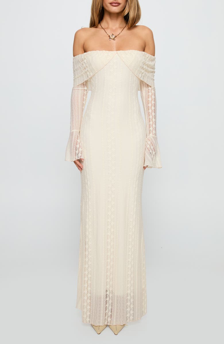 Princess Polly Perdita Long Sleeve Lace Maxi Dress, Main, color, Cream