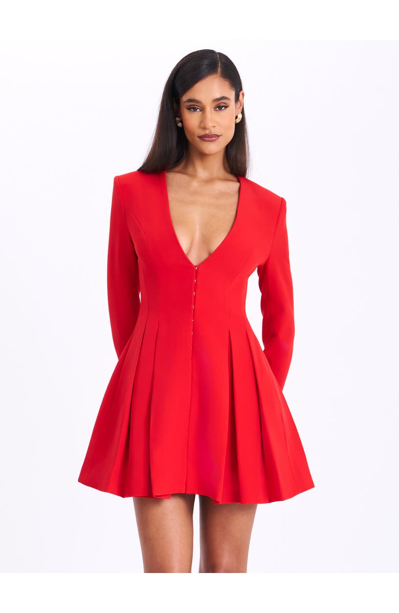 Miss Circle Ubah Blazer Pleated Button-up Long Sleeve Mini Dress, Main, color, 