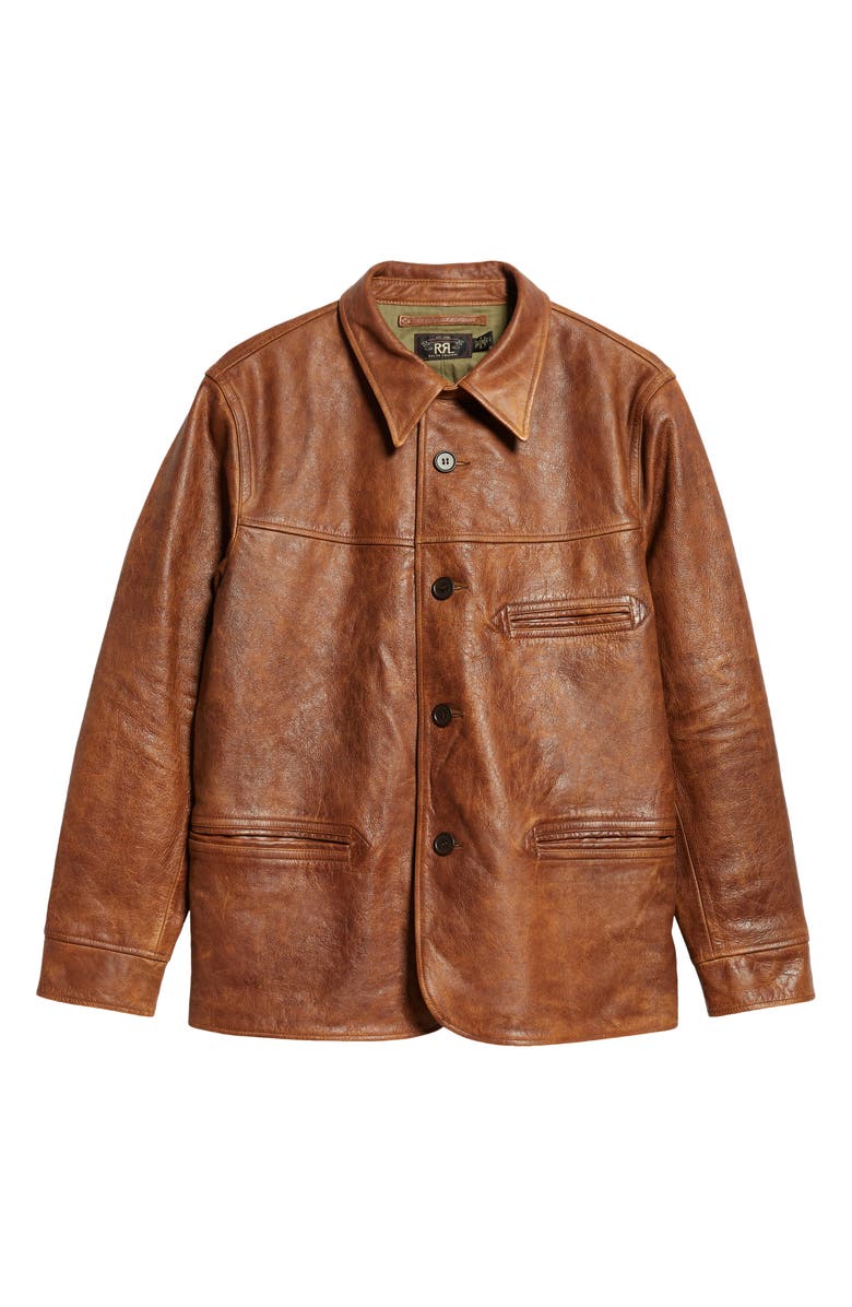 Double RL Bradley Leather Car Coat, Alternate, color, Vintage Tan