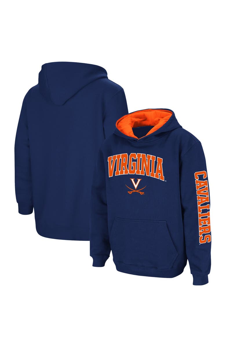 COLOSSEUM Youth Colosseum Navy Virginia Cavaliers 2-Hit Pullover Hoodie, Main, color, Navy