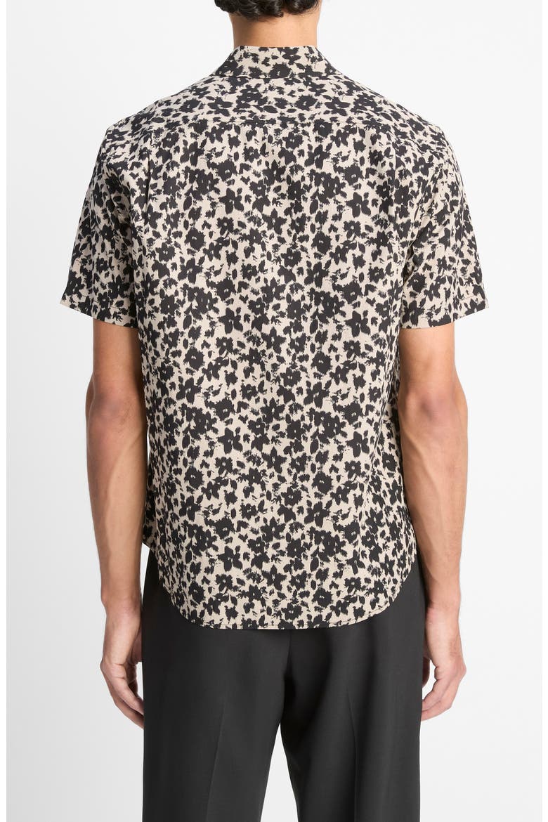 Star Lily Floral Short Sleeve Lyocell & Cotton Button-Up Shirt, Alternate, color, PUTTY/ BLACK