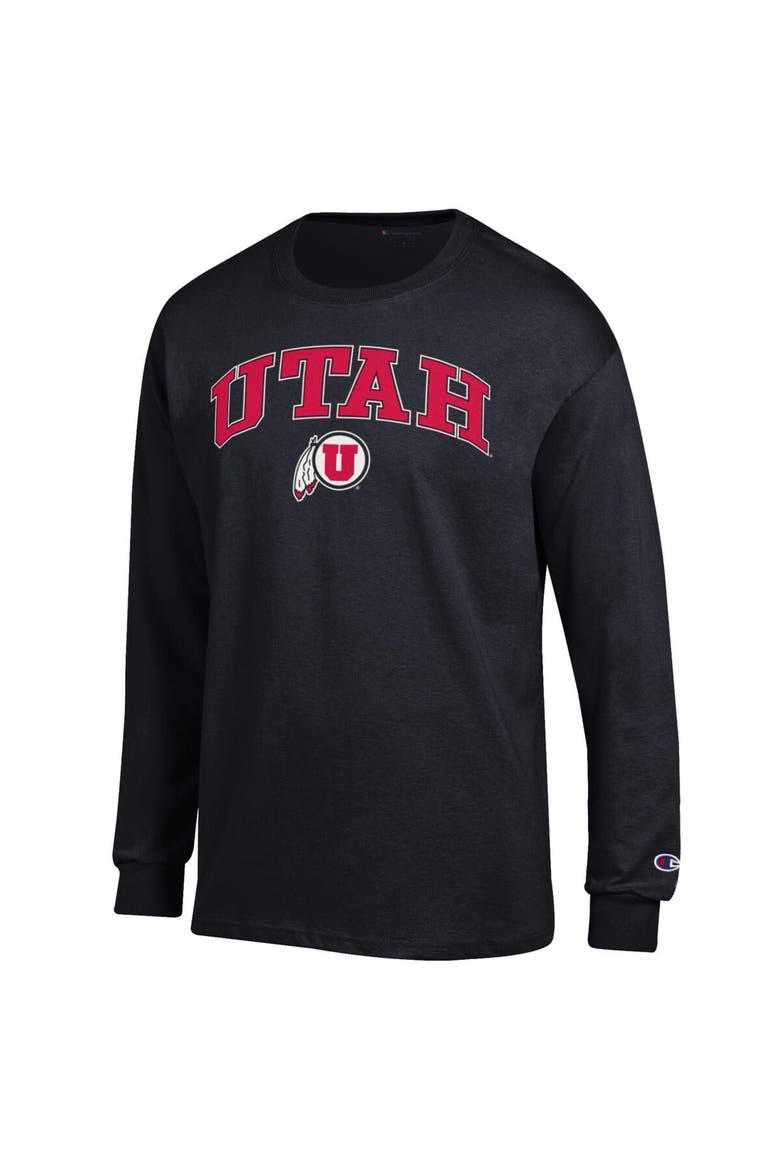 Men's Champion  Black Utah Utes Arch Over Logo Long Sleeve T-Shirt, Alternate, color, Black