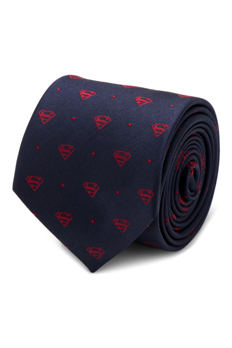 'Superman' Silk Tie, Alternate, color, BLUE