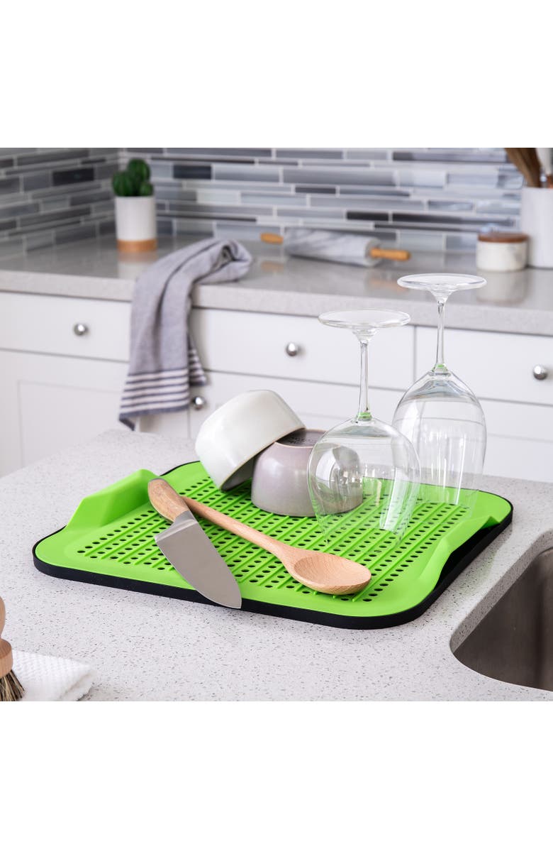 Better Houseware 2-Piece Silicone Drying Mat, Green, Alternate, color, Green