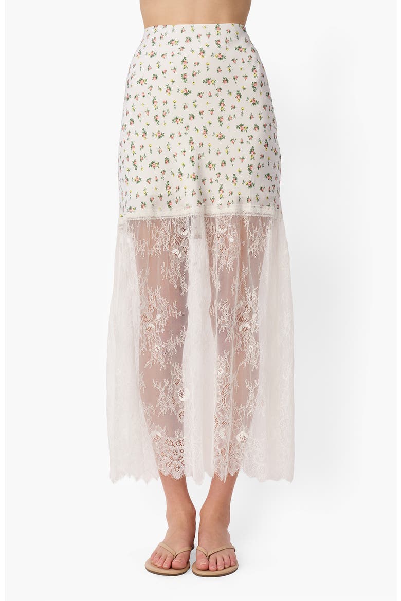 Flo Midi Skirt with Lace Hem, Main, color, FLEURETTE DITSY