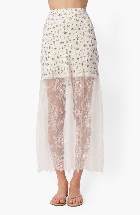 Flo Midi Skirt with Lace Hem