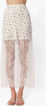 CAMI NYC Flo Midi Skirt with Lace Hem