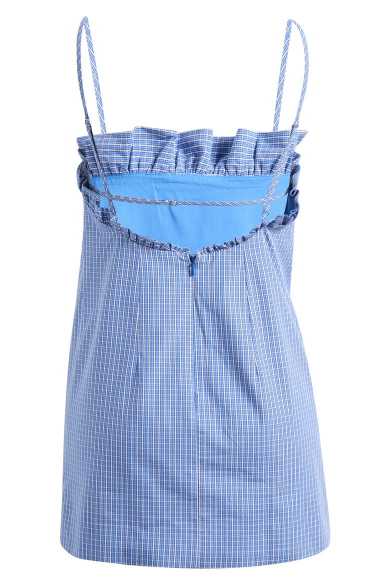 Starring Hailey Bieber Frill Neck Cotton Minidress, Alternate, color, BLUE
