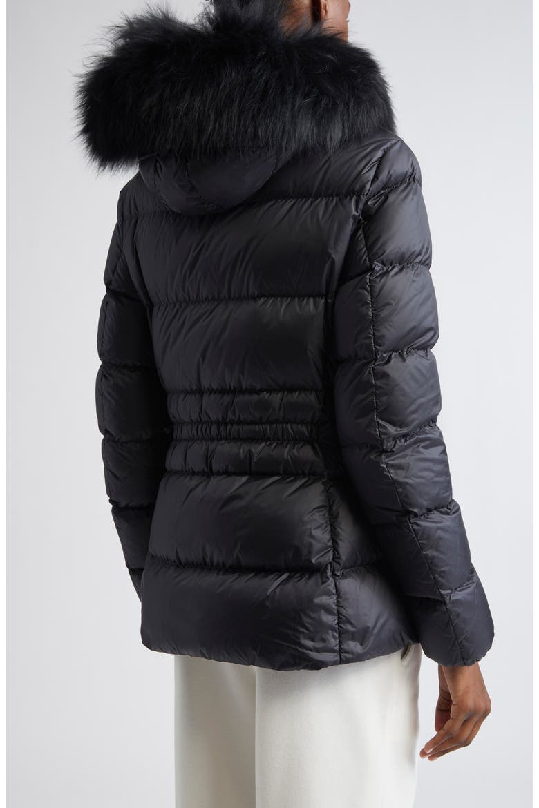Boed Down Puffer Jacket with Genuine Shearling Trim, Alternate, color, BLACK