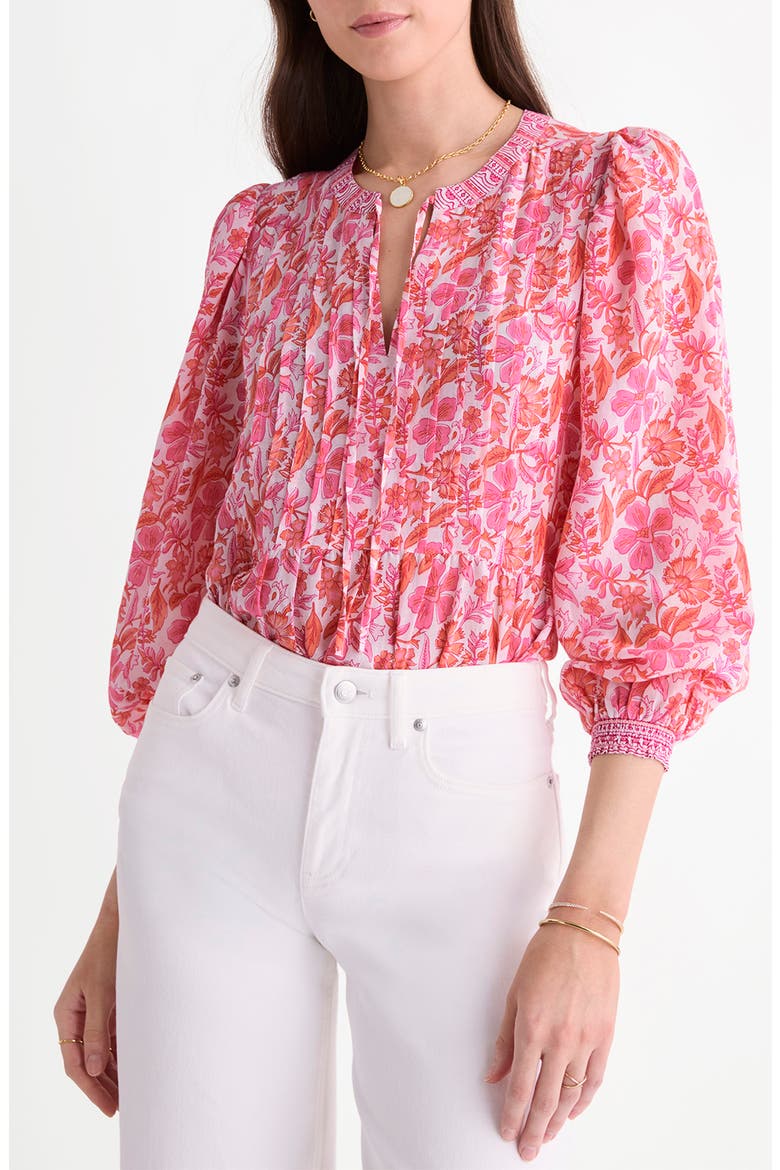 Nora Pintuck Peplum Top, Main, color, BLOCK PRINT TOUCAN
