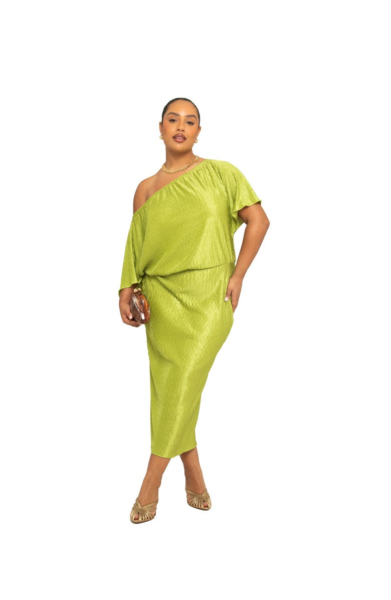 FASHION-SZN CURVE Off The Shoulder Chevron Midaxi Dress, Main, color, Green