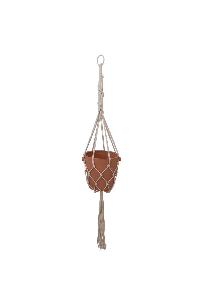 Storied Home Handwoven Cotton Macramé Plant Hanger, Natural, Main, color, Natural