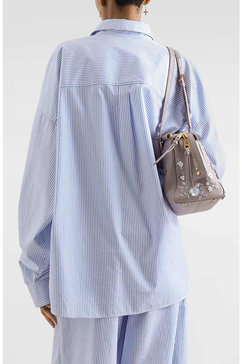 Crystal Appliqué Striped Cotton Poplin Shirt, Alternate, color, S8051 STRIPED - BLUE/ WHITE