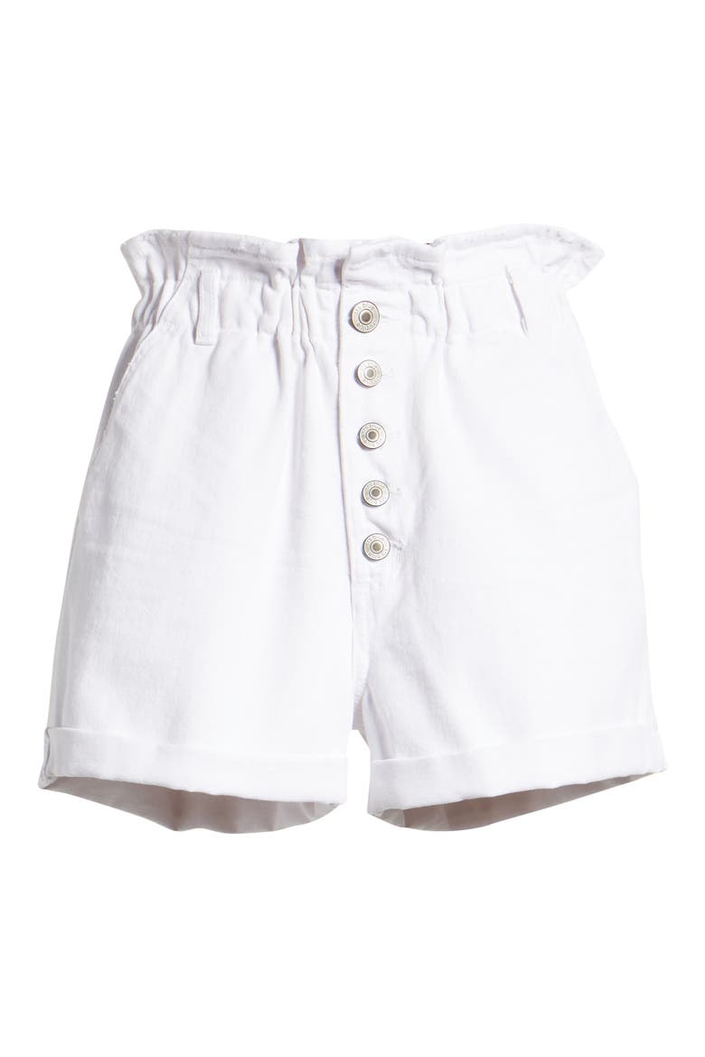 Hayley High Waist Paperbag Denim Shorts, Alternate, color, WHITE