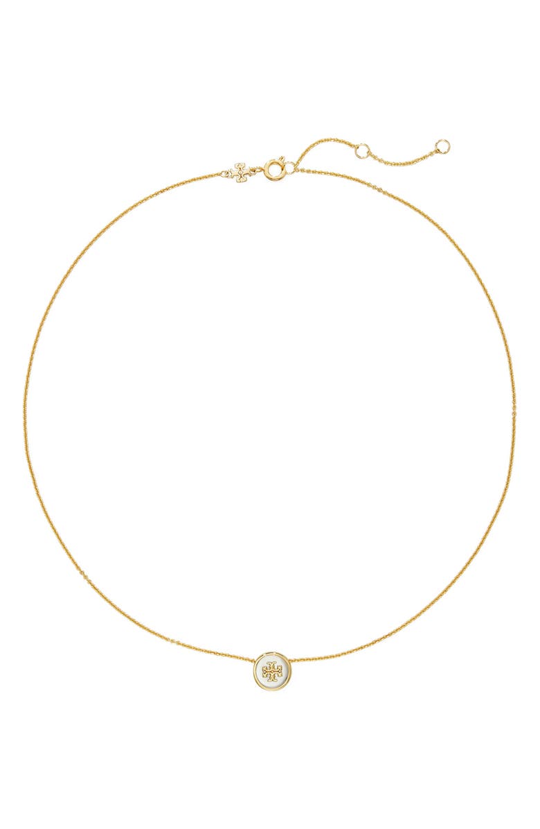 Tory Burch Kira Logo Pendant Necklace, Alternate, color, 