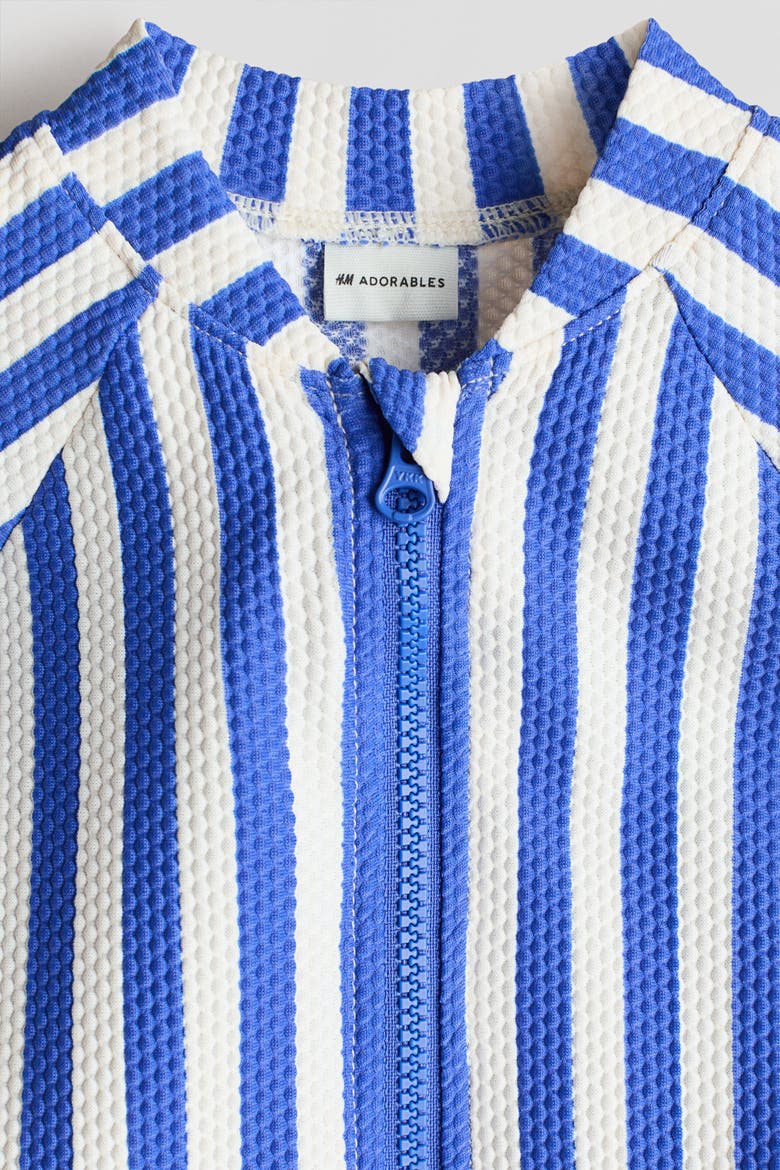 Upf 50 Swimsuit, Alternate, color, Bright blue/white striped