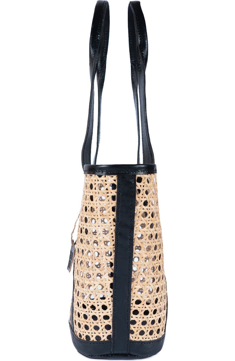 Jelavu Sandi Rattan & Leather Tote Bag, Alternate, color, Beige/ Black