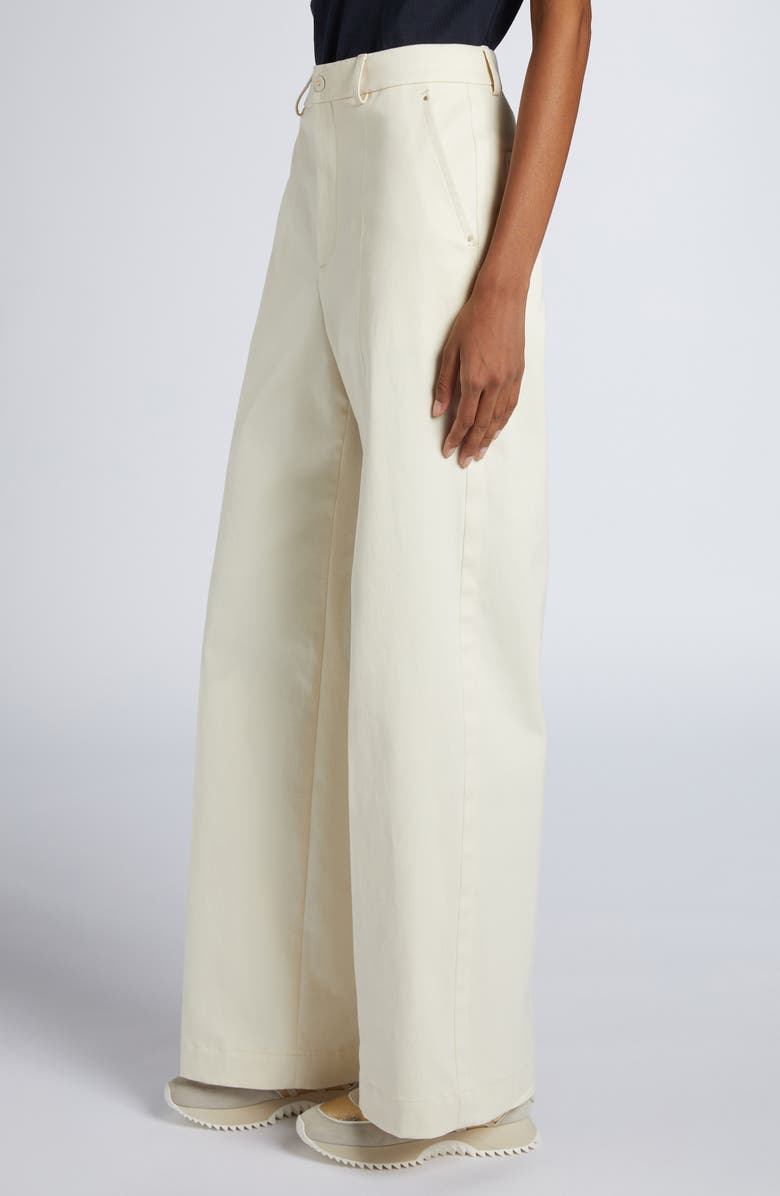 Moncler Cotton Stretch Twill Straight Leg Pants, Alternate, color, Ivory