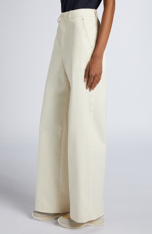Moncler Cotton Stretch Twill Straight Leg Pants In Ivory