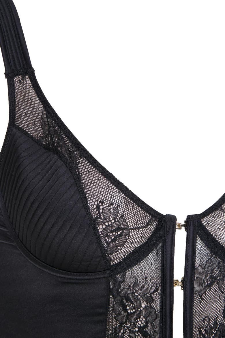 Estelle Lace Satin Bustier, Alternate, color, Black