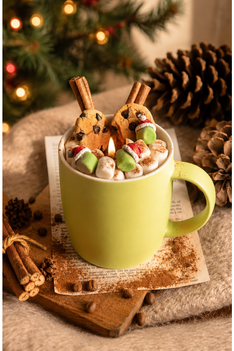 Fireside Cocoa Candle Mug Realistic Food Candle, Alternate, color, Light Green