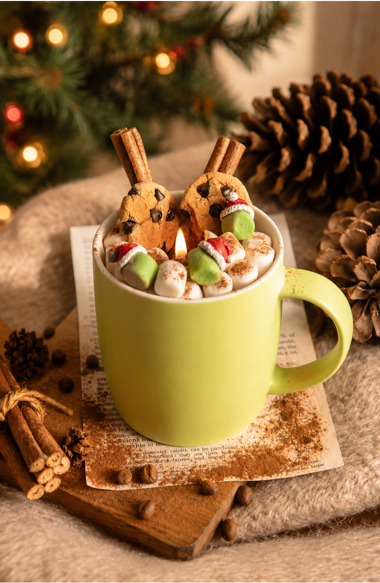 Southlake gifts Fireside Cocoa Candle Mug Realistic Food Candle, Alternate, color, Light Green