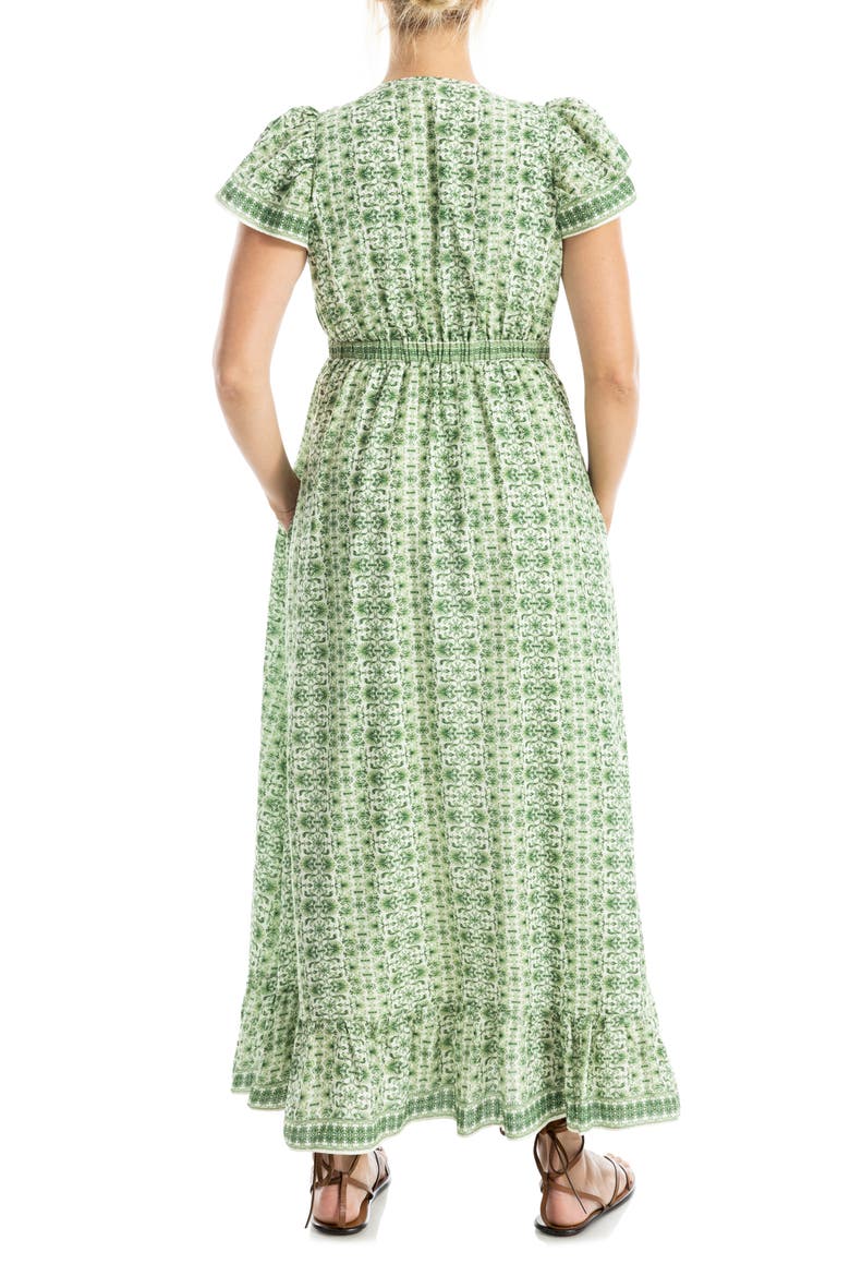Floral Flutter Sleeve Maxi Dress, Alternate, color, CREAM/ LEAF DEMASK REVERIE