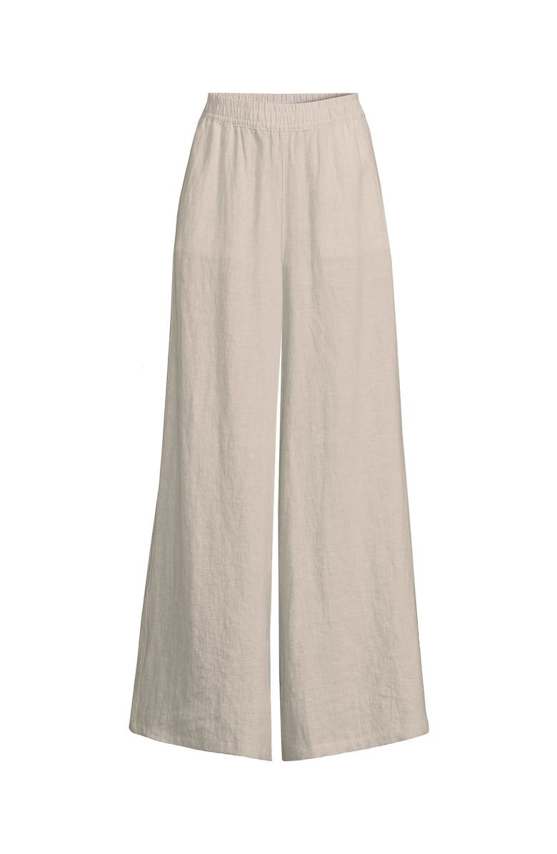 Lands' End Linen High Rise Palazzo Pants, Alternate, color, Champagne/Linen