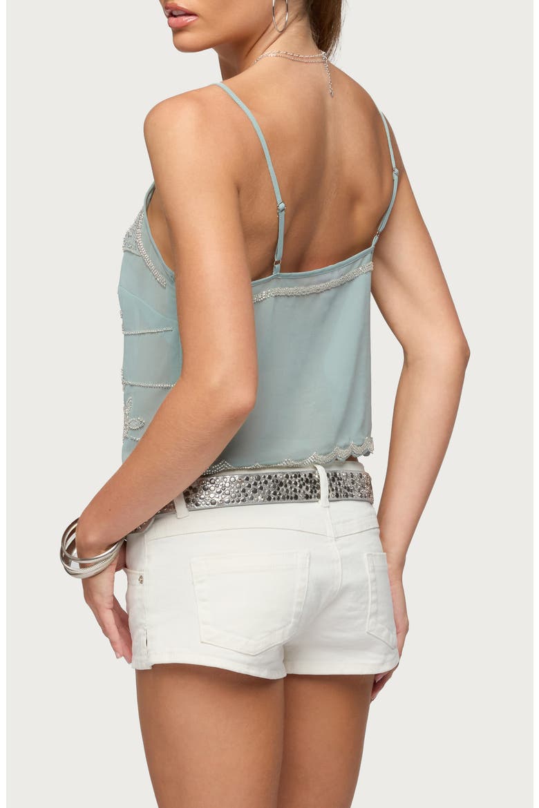 Beaded Sequin Chiffon Camisole, Alternate, color, SAGE