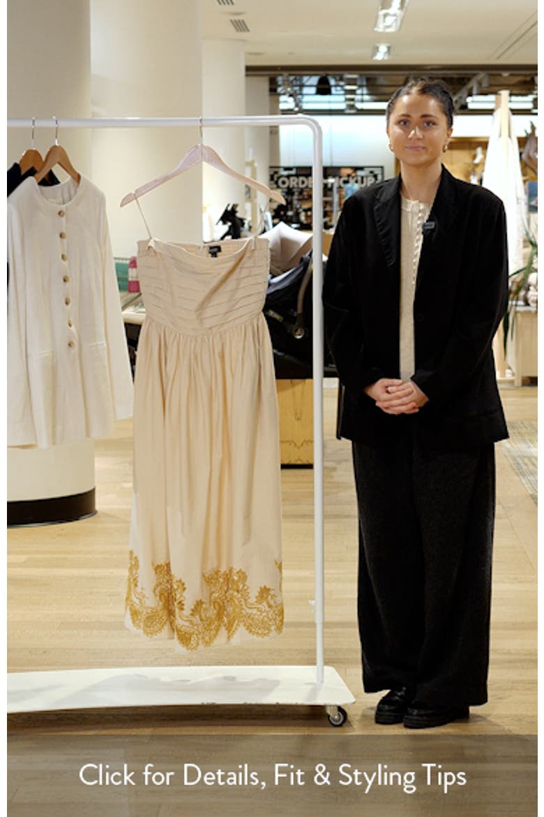 Embroidered Pintuck Strapless Maxi Dress video