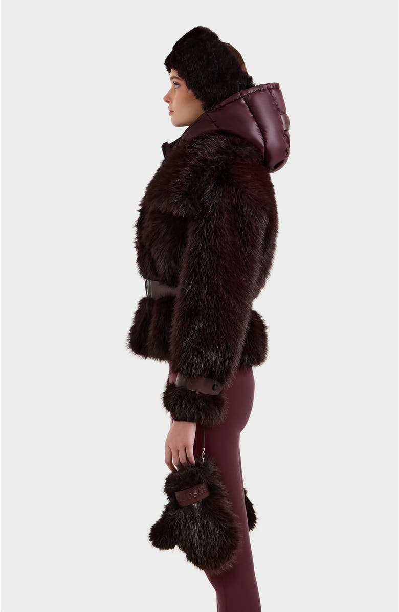 Rudsak Chloe Faux Fur Jacket with Puffer Hood, Alternate, color, Bordeaux