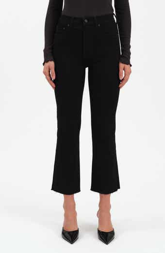 Shy Girl High Waist Raw Hem Crop Flare Jeans