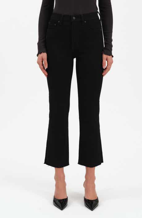 DAZE Shy Girl High Waist Raw Hem Crop Flare Jeans