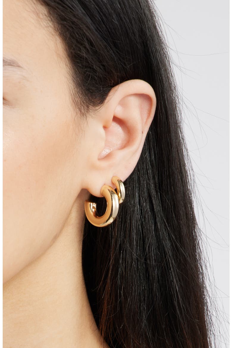 Set of 3 Small Polished Tube Hoop Earrings, Alternate, color, GOLD