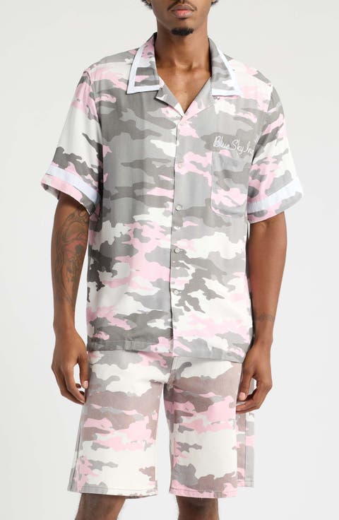 Pink Camo Tipped Camp Shirt