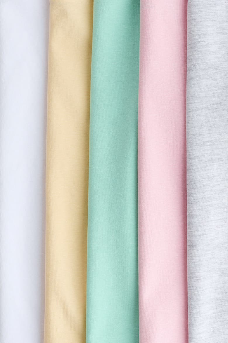 5-pack Cotton T-shirts, Alternate, color, Turquoise/pink/yellow