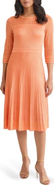 Misook Pleated Geometric Knit Midi Dress