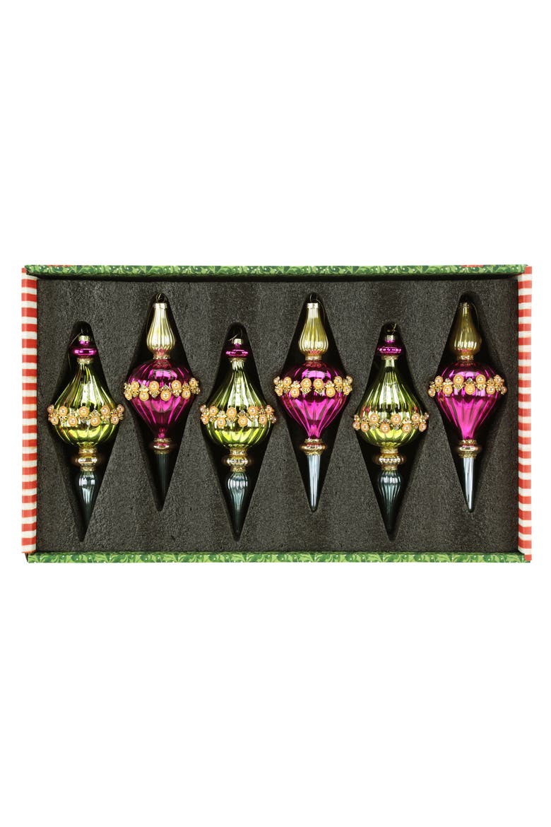 Bright Finial Drop Ornament, Box of 6, Alternate, color, Fuschia