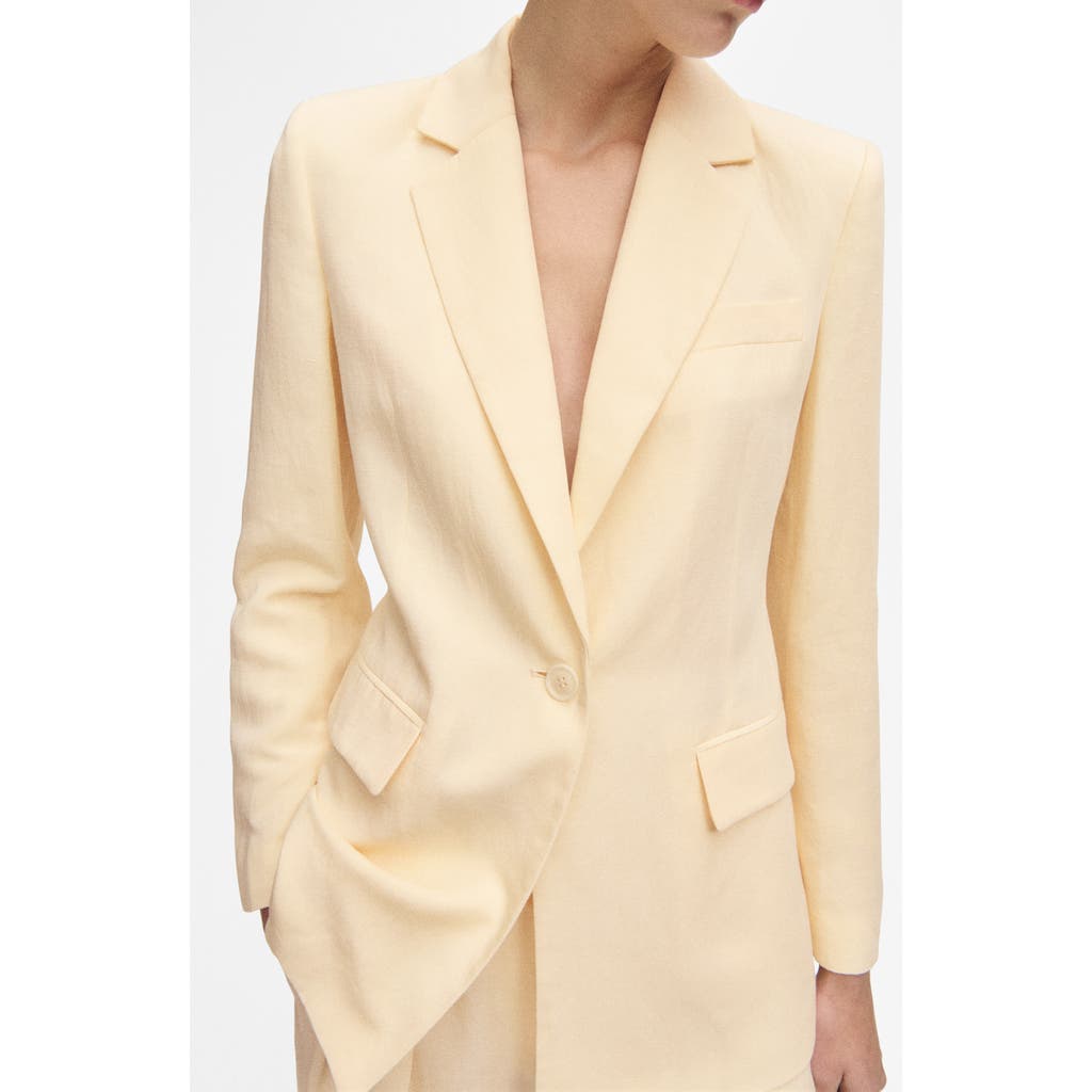 Mango Notch Lapel Blazer In Yellow