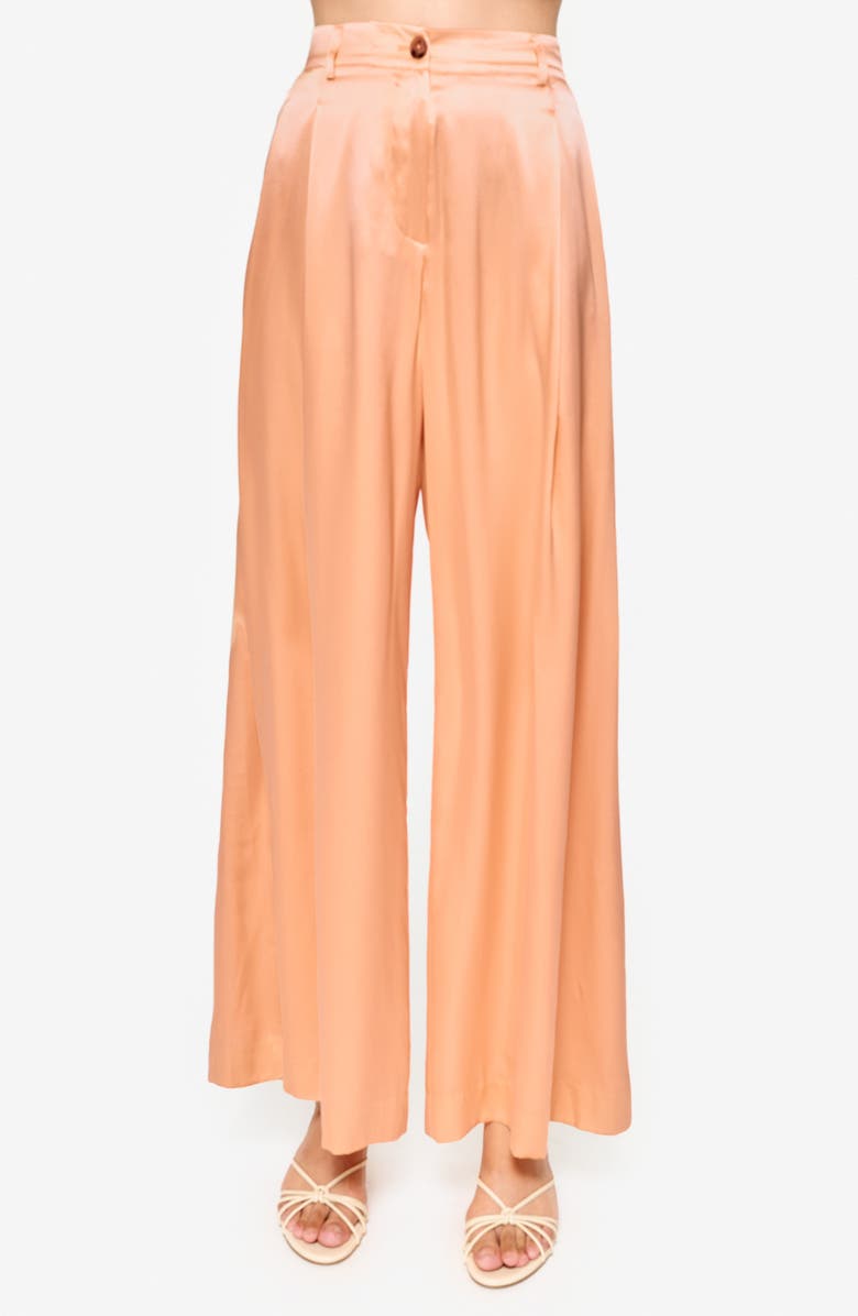 CAMI NYC Fabian High Waist Wide Leg Silk Pants, Alternate, color, Cantaloupe