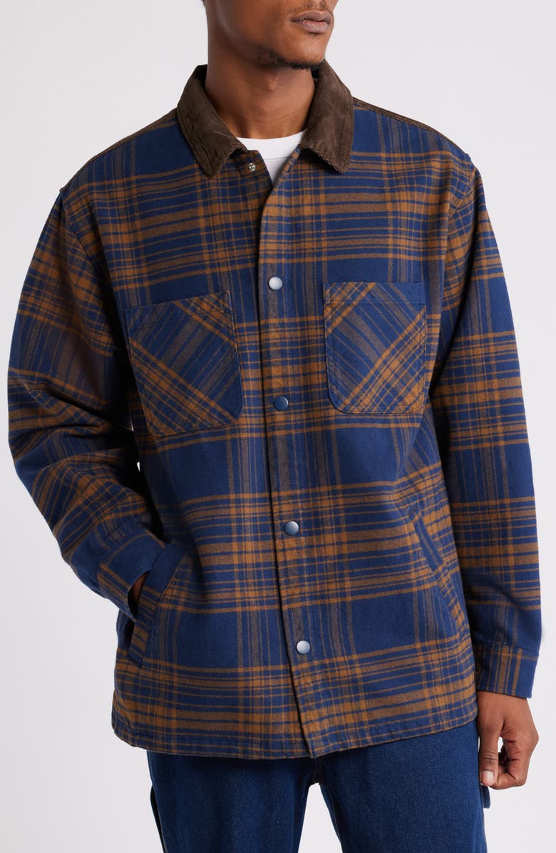 Vans Nelson Heavyweight Plaid Flannel Snap-Up Shacket, Alternate, color, 