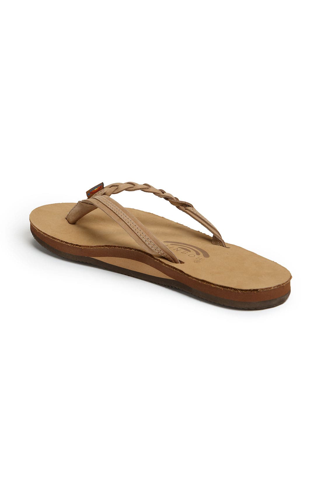 Rainbow<sup>®</sup> Rainbow 'Flirty' Braided Leather Flip Flop, Alternate, color, Sierra Brown