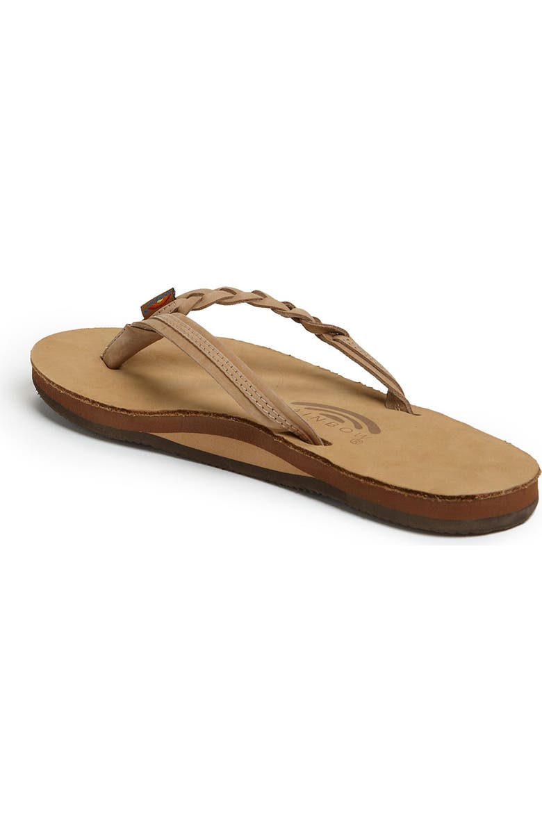 Rainbow<sup>®</sup> Rainbow 'Flirty' Braided Leather Flip Flop, Alternate, color, Sierra Brown