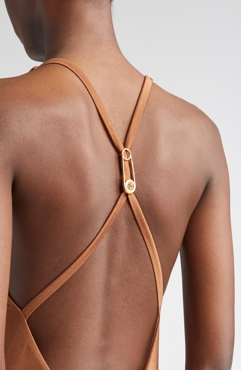 Versace Safety Pin One-Piece Swimsuit, Alternate, color,