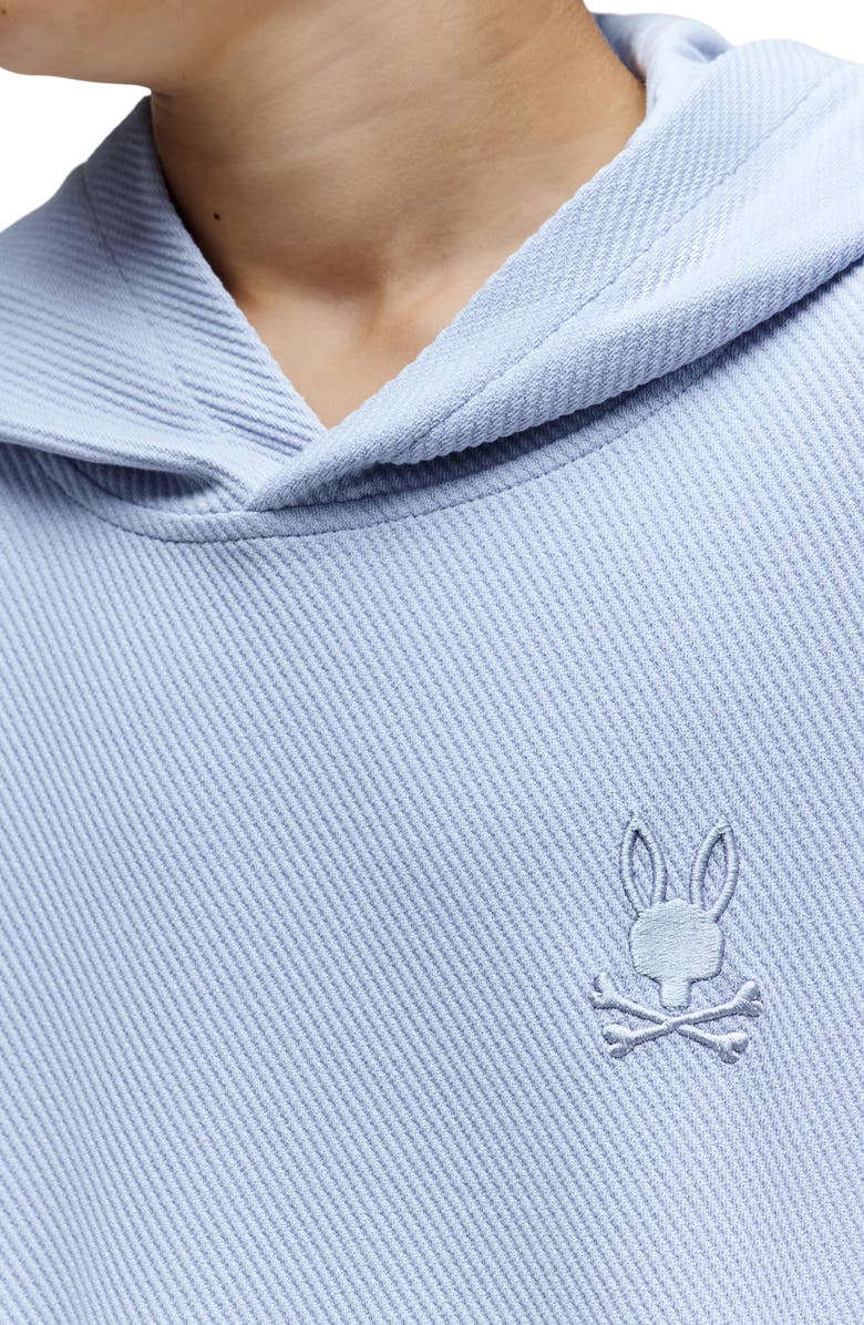 Psycho Bunny Kids' Kai Twill Texture Cotton Blend Hoodie, Alternate, color, Zen Blue