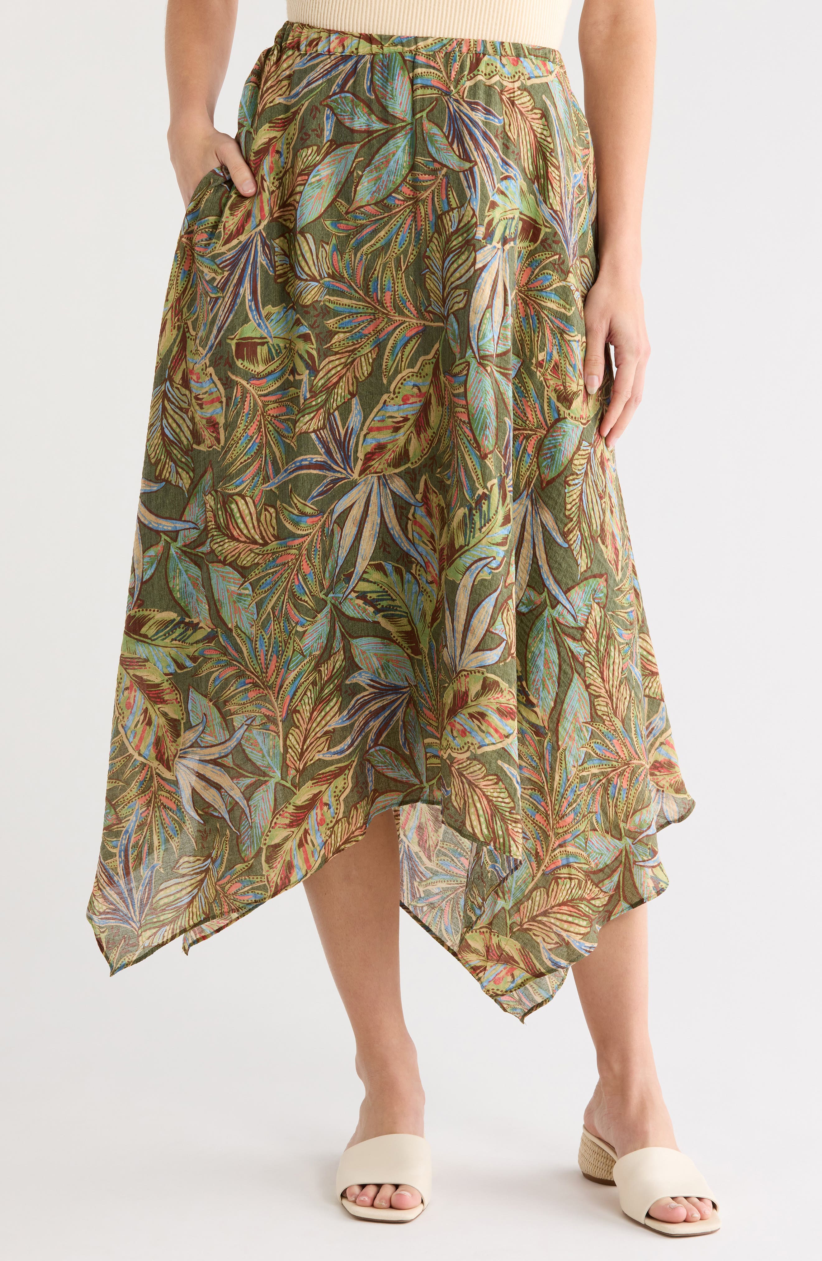Elastic Waist Midi Skirt