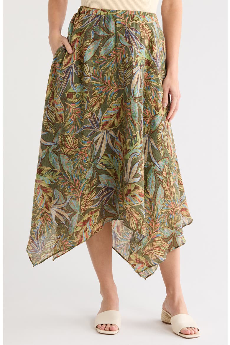Elastic Waist Midi Skirt, Main, color, CLOVER-301