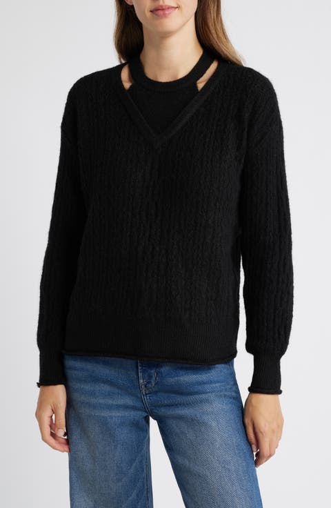 V-Neck Sweater with Bib