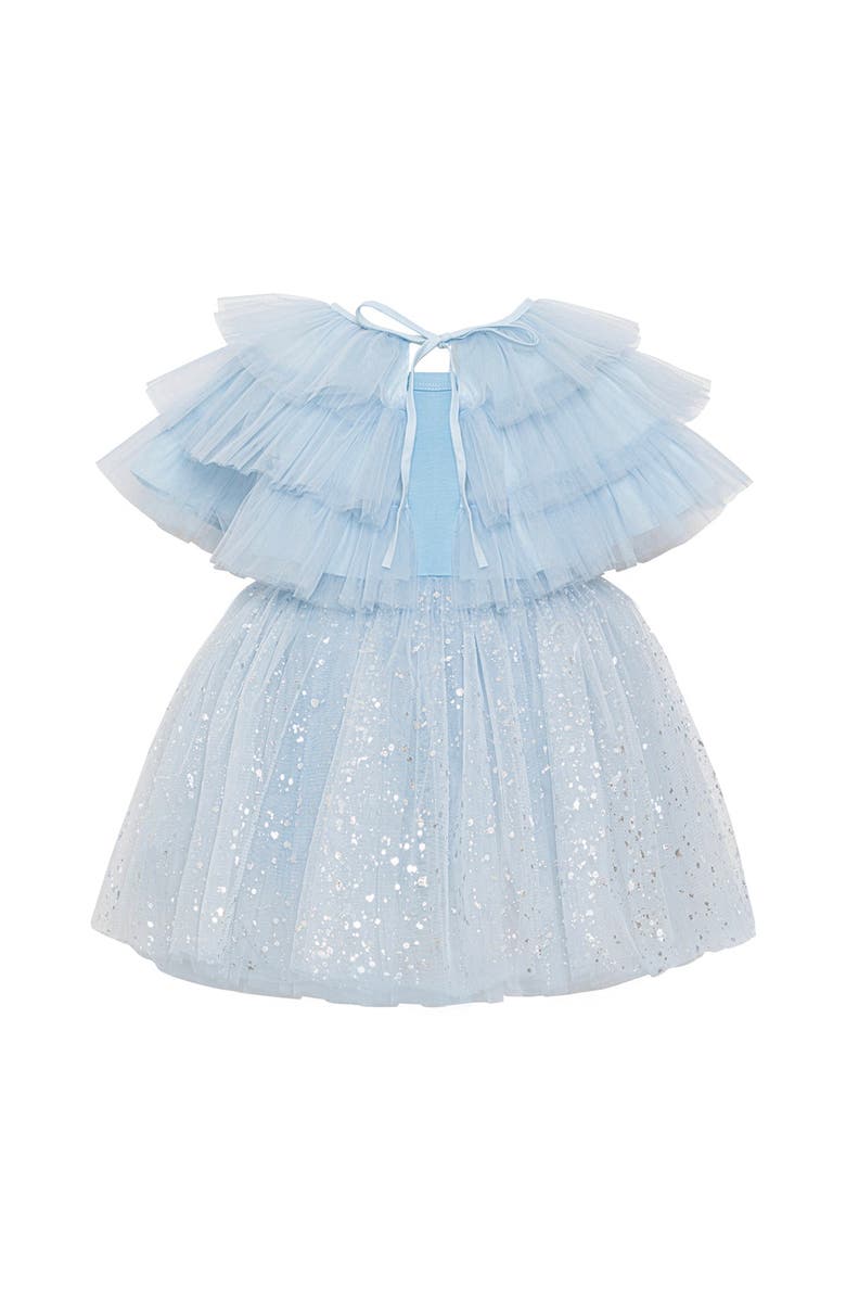 Mini Celebrities Sleveless Sparkle Tulle Dress Set, Main, color, Sparkle Blue